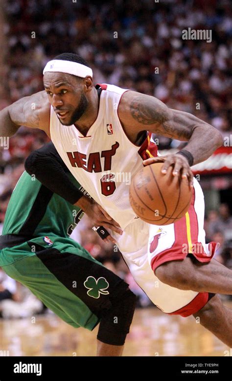 Miami Heat Forward Lebron James Drives Off During First Half Action