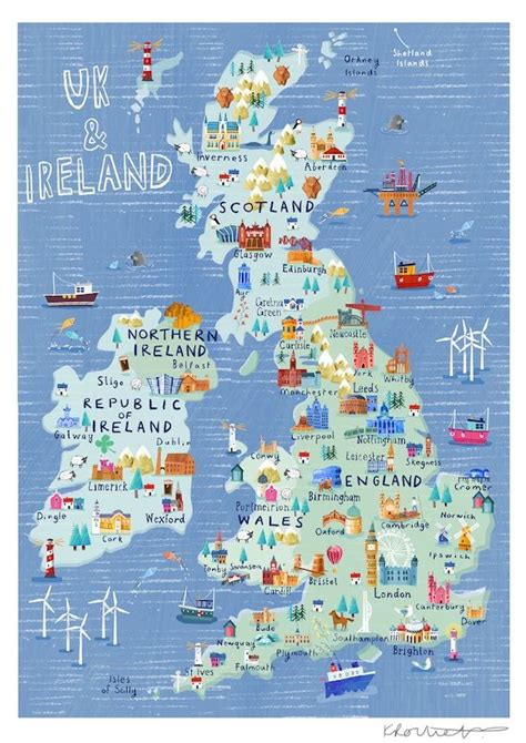 UK Illustrated Map-giclee Print. UK Illustrated Map. UK Poster - Etsy Canada in 2022 ...