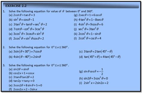 Exercises : Trigonometry (Basic Trigonometry, Trigonometric Equations ...