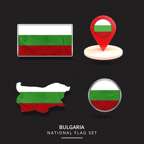 Premium PSD Bulgaria National Flag Map Location Element Design