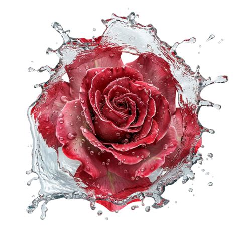 Red Rose With Water Splash On Transparent Background 46542753 PNG