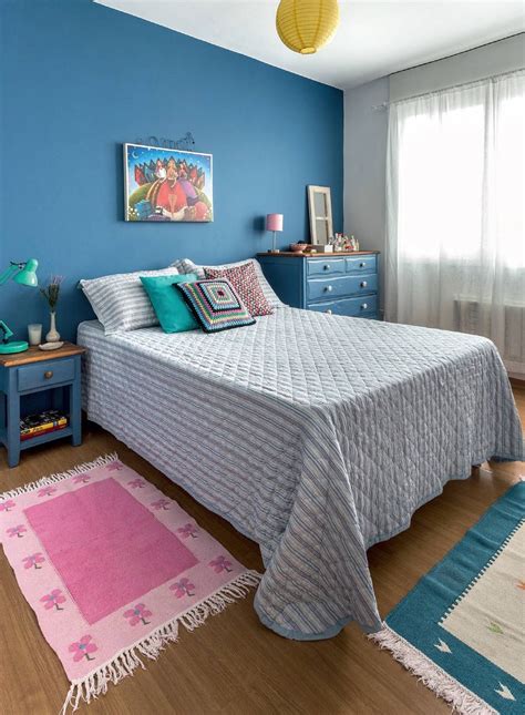 8 Quartos De Casal Com Paredes Coloridas Decoração Quarto Azul Cores Parede Quartos Quarto Azul