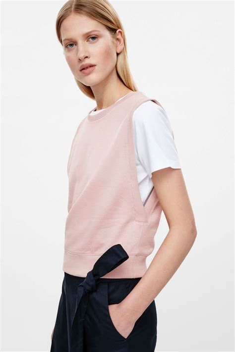 Cos Image 5 Of Sleeveless Sweatshirt In Dusty Pink Womens Tops Women