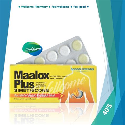 Maalox Plus Simethicone Chewable Tablets Lemon Swiss Creme Flavour