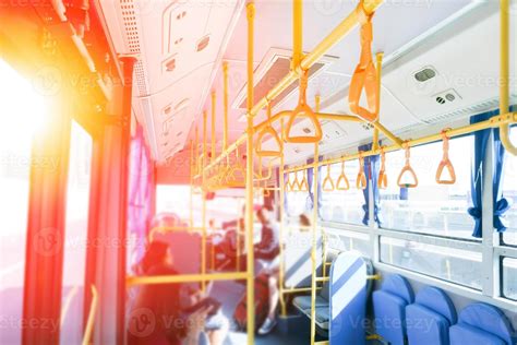 Interior of city Bus with Passengers 19988242 Stock Photo at Vecteezy