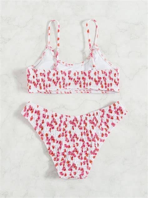 Ba Ador Bikini Con Estampado Floral Smocked Moda De Mujer Shein M Xico