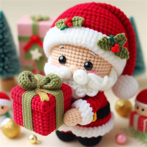 Santa Claus Amigurumi With Gift Crochet Pattern