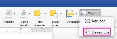 Agrupar o desagrupar formas imágenes u otros objetos en Word 2016 para