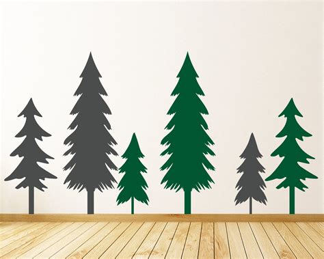 Pine Tree Wall Decal Pine Tree Forest Wall Decals Forest Etsy