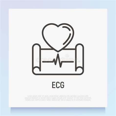 Ecg Pictogram Dunne Lijn Cardiogram Met Hart Medisch Onderzoek