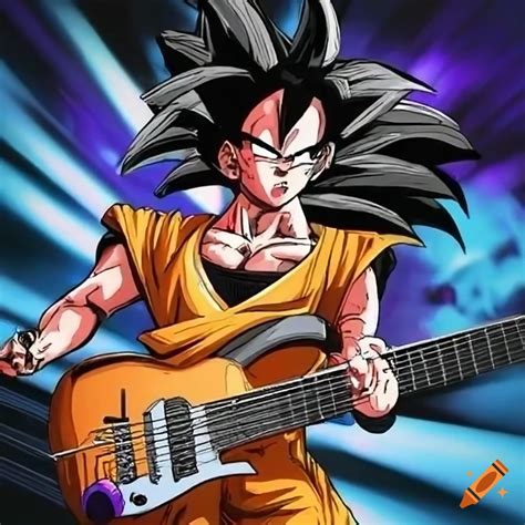 Manga Dragonball Z Character Playing Bass Guitar On Craiyon