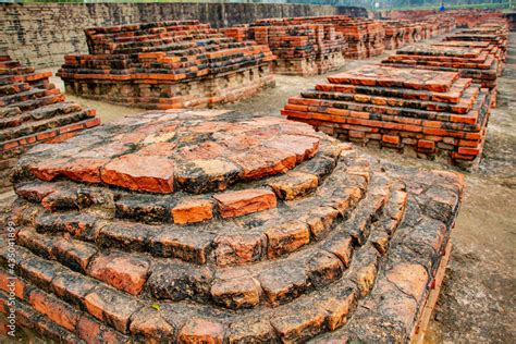 Old Brick Structures At Sarnath In India Where Lord Budha Gave His