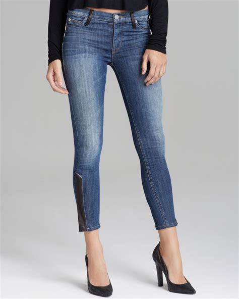 Hudson Jeans Krista Crop Super Skinny With Leather In Super Vixen In