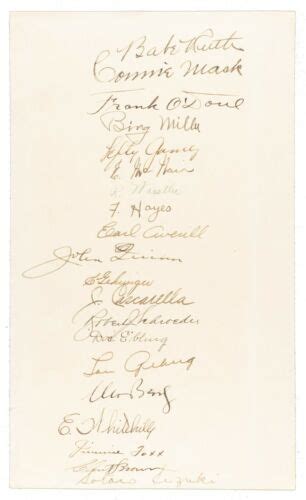 The Finest Babe Ruth Lou Gehrig Tour Of Japan Team Signed Sheet