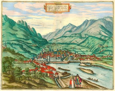 Antique Map Of Innsbruck By Braun And Hogenberg Sanderus Antique Maps