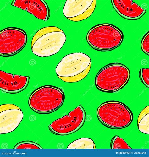 Vector Drawn Tropic Fruits Pattern Ripe Exotic Fruits Background