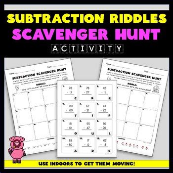 2 Digit Subtraction Riddles Math Scavenger Hunt Set 6 Riddle