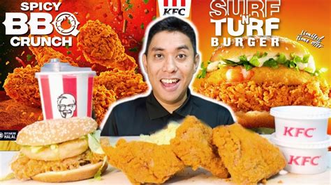 New Kfc Spicy Bbq Crunch Zinger Surf N Turf Mukbang Asmr Youtube