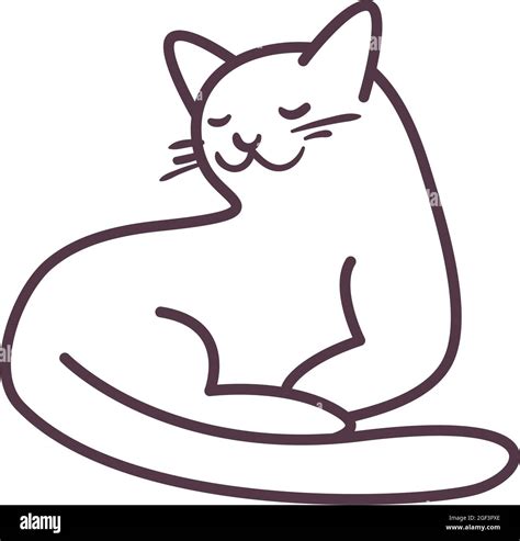 cat pet lying down line style icon Stock Vector Image & Art - Alamy