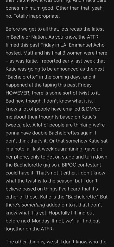 Bachelorette spoilers (?) from today’s RS column : r/TheBachelorNoPolitics