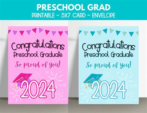 Preschool Graduation Card Printable Preschool Graduation - Etsy