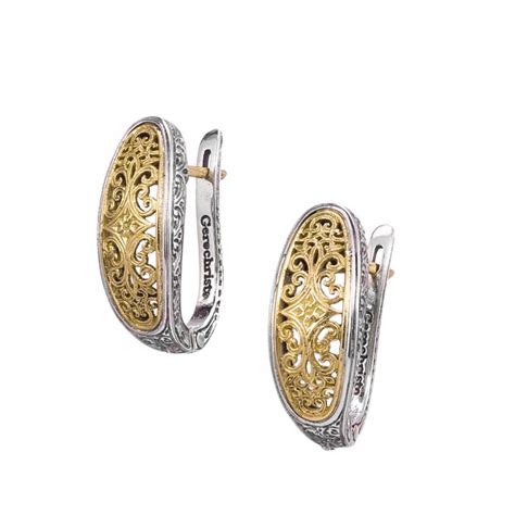 Gold Silver Half Hoop Filigree Earrings Gerochristo 1833N