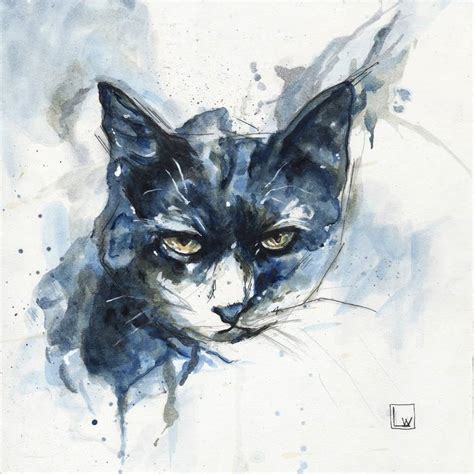 Kitty Cat Blue Painting by Lawn Walker | Saatchi Art