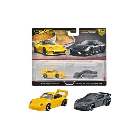 Hot Wheels Premium 2 Pack Porsche 993 GT2 Porsche 718 Cayman GT4 Ride On Toys Minicars Ages 3