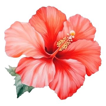 Flower Watercolor Transparency Of Hibiscus Flower, Watercolor, Flower ...