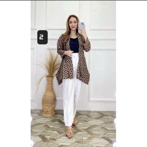 Jual Blezer Batik Wanita Outer Cardigan Shopee Indonesia