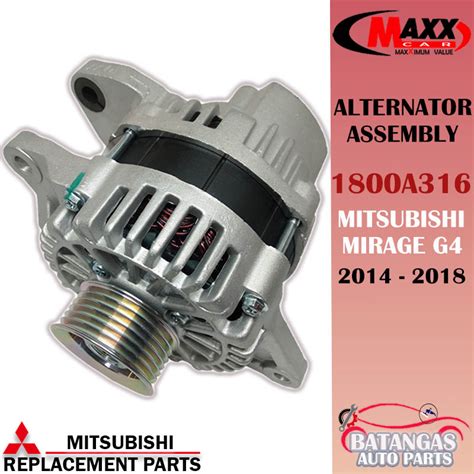 Alternator Assembly Mitsubishi Mirage G4 2014 2018 MAXX 1800A316