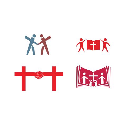 four cross christianity religion icons logo designs isolated on white ...