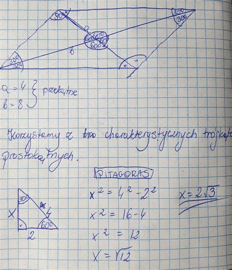 Długości przekątnych równoległoboku wynosza 4 i 8 Przekątne te