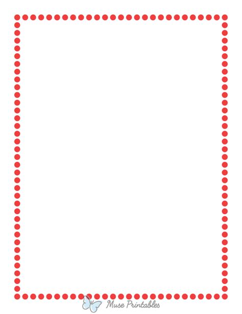 Printable Red Medium Dotted Line Page Border