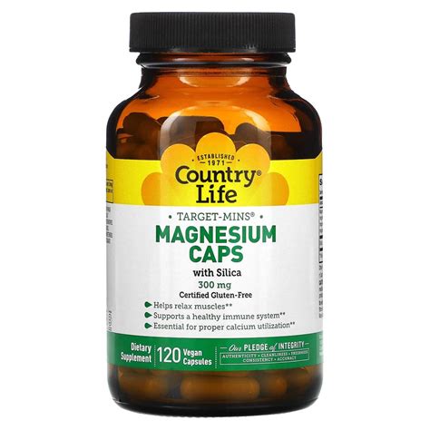 Buy Country Life Target Mins Magnesium Caps With Silica 300 Mg 120 Vegan Capsules At