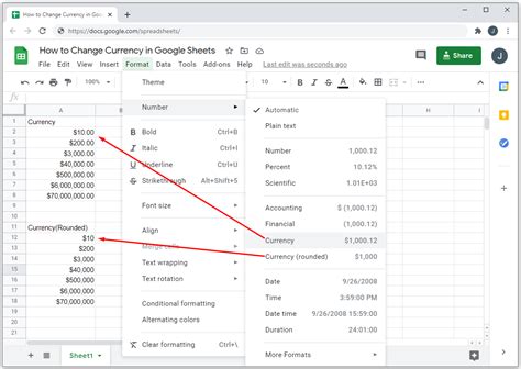 how to change currency on google