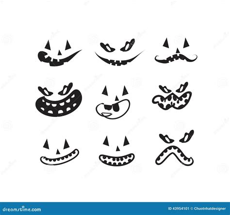 Ghost faces, pumpkin faces stock illustration. Illustration of icon ...