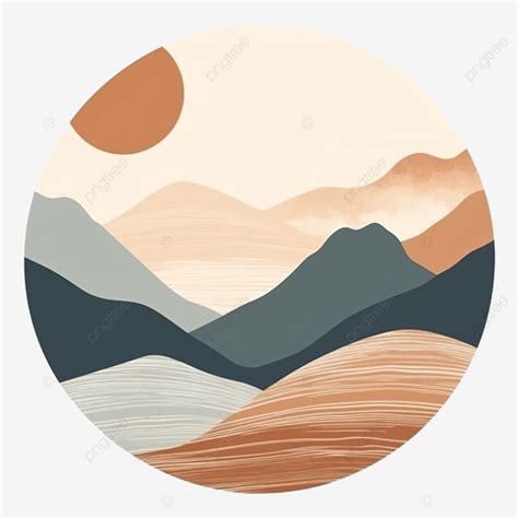 Mountain And Sea Simple Shape Boho Style Earth Tone Circle Boho