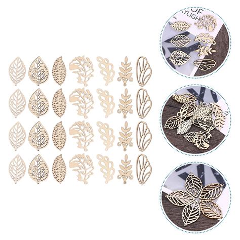 Pcs Unfinished Wooden Leaf Shape Cutouts Graffiti Wood Slices Party