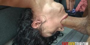 FACE FUCK TOUR Submissive Petite Brunette Whore Facial Cum Bath After Deep Throat Keeps
