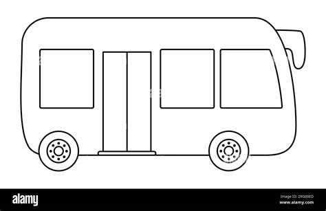 Vector black and white bus. Funny line autobus for kids. Cute vehicle ...