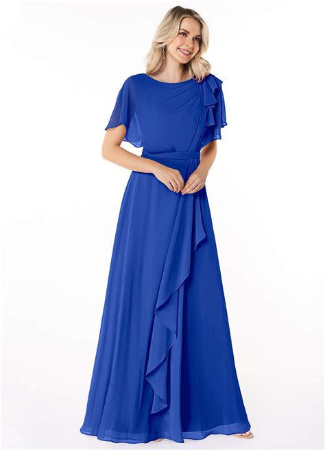 Azazie Aaliyah Royal Blue Modest Bridesmaid Dresses Azazie