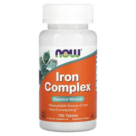 Заказать Железо Iron Complex, 100 Tablets (Таблетки) NOW Foods, цвет ...