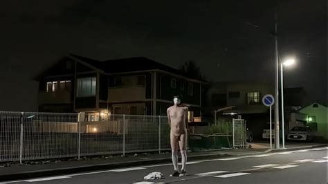 Mayu A Crossdresser Is Enjoying A Nude Photo Shoot In A Quiet Residential Area Late At Night