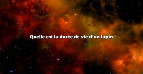 Quelle est la durée de vie d un lapin Diffusonslascience