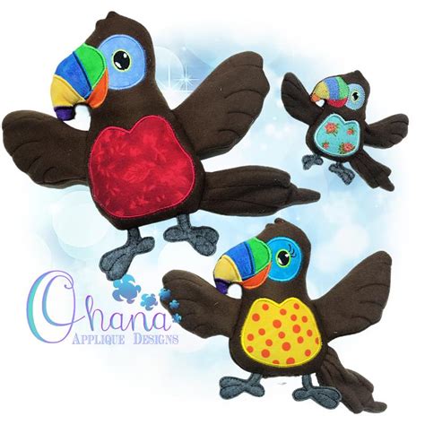 Ella Toucan Stuffie Embroidery Design - Ohana Applique