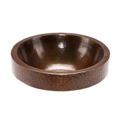 Round Skirted Vessel Hammered Copper Sink