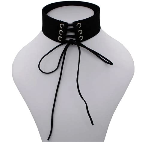 Lace Up Black Velvet Choker Necklace Women Gothic Chokers Neck Boho