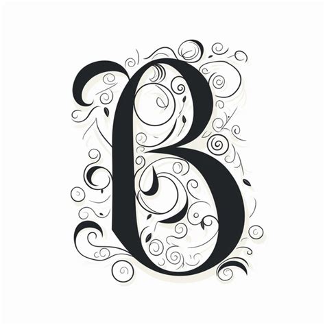 Premium Photo A Close Up Of A Black And White Letter B With Swirly Design Generative Ai