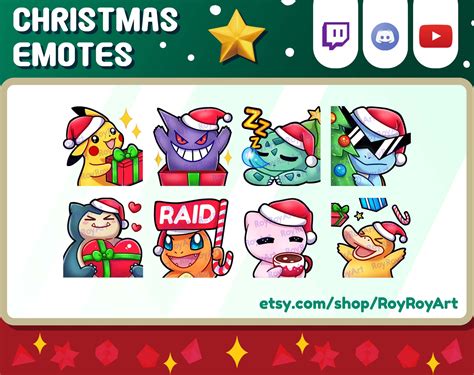 Twitch Emotes Pokemon Christmas Emotes Pack Pokemon Gen 1 Etsy